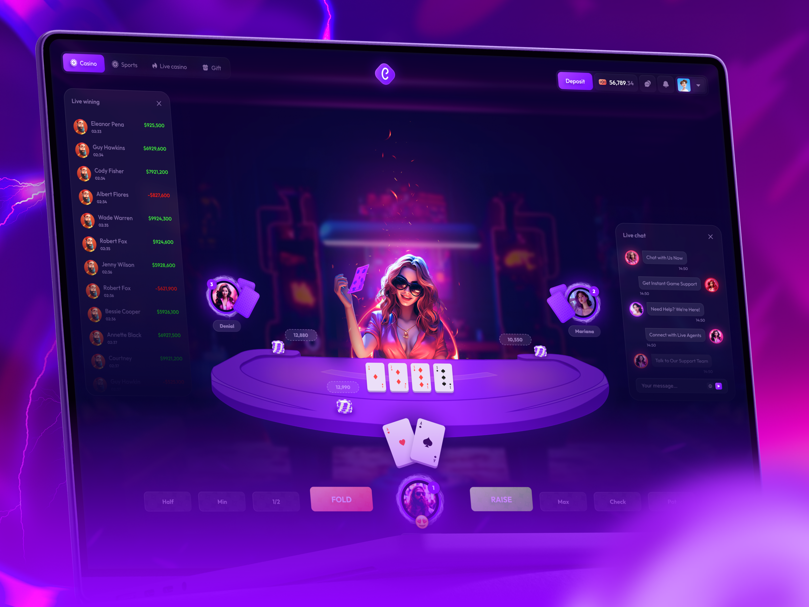 Casino Website - Poker Game betting casino casino design casino ui casino website crypto casino dashboard gambling gambling website game interface homepage online poker poker game slot machine slot online slots web design website website design