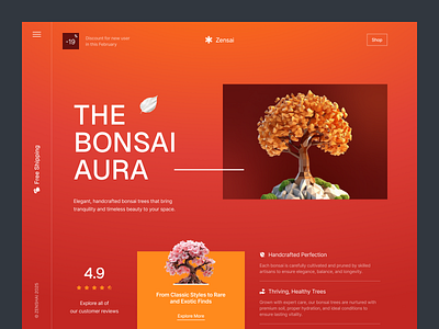 Zensai - Website Design bonsai design landing page small tree tree ui ui design uidesign uiux user interface design ux website website design zesai