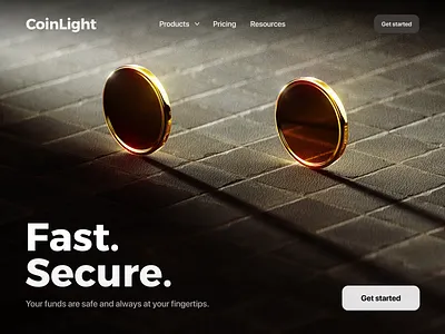 CoinLight website 3d 3d animation 3d art ai design e commerce ecommerce finance fintech hero hero section landing landing page landingpage motion graphics web web design web3 webdesign website