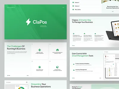 ClaPos - Pitch Deck POS Apps branding dashboard deck google slides investor deck marketing marketing kit mobile app pitch deck popular pos pos system power point ppt presentation product design slide deck ui ui kit ui8