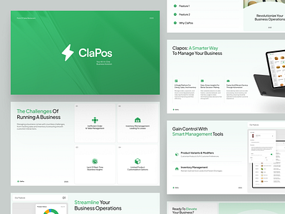 ClaPos - Pitch Deck POS Apps branding dashboard deck google slides investor deck marketing marketing kit mobile app pitch deck popular pos pos system power point ppt presentation product design slide deck ui ui kit ui8