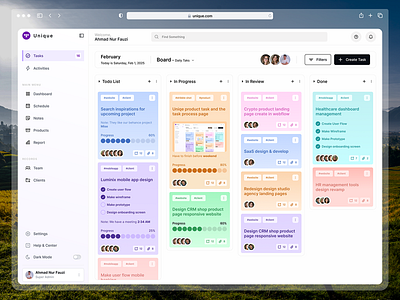 Unique - Task Management Dashboard dashboard task management ui ui design uiux design ux research