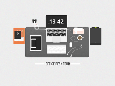 A peek of my office desk design doodle flat illustration vector