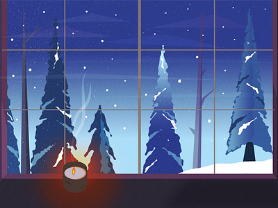 Winter cozy illustration pine tree snow snow day vector winter winter scene