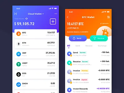 Crypto Wallet Exploration-01 assets btc crypto design interface transactions ui wallet app