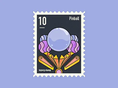 Pinball stamp 平面 插画 活版印刷 设计