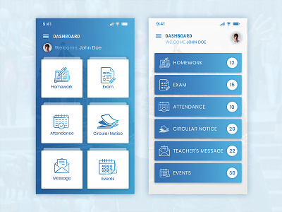 School Application Dashboard dashboard ui school app