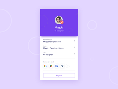 Profile page project design illustration page profile purple typography ui