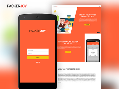 Packerjoy - free quotes for moving app brand branding character clean design flat icon identity illustration illustrator logo minimal mobile type ui ux vector web website