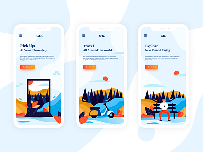 Explore and Enjoy! app design firstshot flat illustration ui ui design ux vector