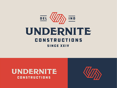 UNDERNITE CONTRUCTIONS bless creatics bold logo brand brand identity branding construction company construction logo design graphic design icon illustration logo logo design logo designer logo type logos typography