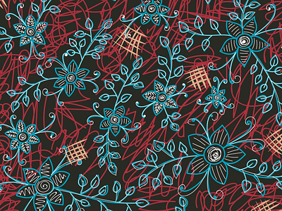 Free Hand Pattern digital doodle drawing fabric design free hand pattern art vector