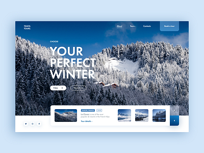 Winter Tour Web-site concept adventure alps blue blur concept design forest france mountain site tour travel ui web winter xd