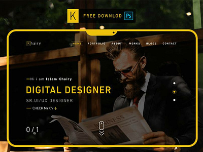 Khairy - Personal Portfolio, CV & Resume Free download app design free download psd illustration landing page personal portfolio logo medical illustration portfolio portfolio design portfolio kds portfolio page portfolio site resume resume builder resume clean resume creative ui uiux ux website