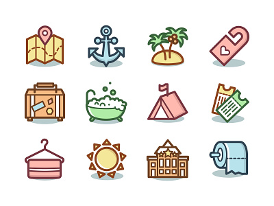 Freebie: Capitalist Vacation & Hotels Icons free freebie holidays hotel icon icons mapa pixelbuddha svg ticket trip vacation