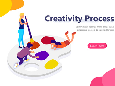 Creativity Process landing page 2d app creative design illustration isometric landing landing design mobile site ui ux ux ui vector vector art