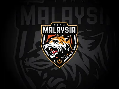 Team Malaysia Logo Design animal badge design emblem esport graphic illustrator shield sport tiger wild