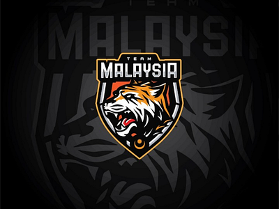 Team Malaysia Logo Design animal badge design emblem esport graphic illustrator shield sport tiger wild