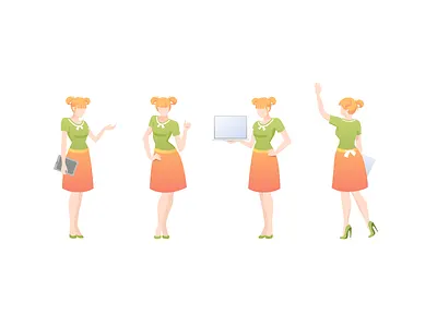 Persons1 character clothes computer doc drawing emotion game gradient green illustration landing page oragne people peoples pose presentation tablet ui vector woman