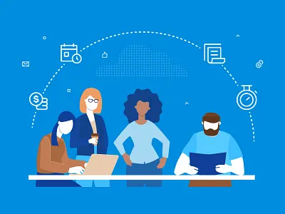 Workflow - flat illustration brainstorm business character creative flat design illustration international style teamwork