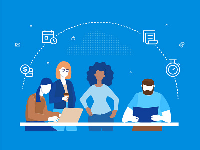 Workflow - flat illustration brainstorm business character creative flat design illustration international style teamwork