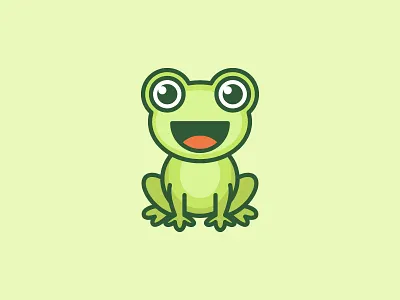 Frog bold outline brand branding cartoon flat character mascot clean simple cute fun funny draw drawing friendly happy frog animal geometry geometric green amphibia illustrative illustration logo identity mascot character personality personal smile smiling symbol icon