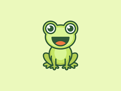 Frog bold outline brand branding cartoon flat character mascot clean simple cute fun funny draw drawing friendly happy frog animal geometry geometric green amphibia illustrative illustration logo identity mascot character personality personal smile smiling symbol icon