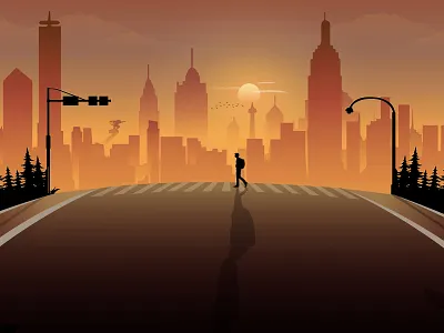 Dusk in the capital - illustration design dusk graphic design graphicdesign illustration lanscape vector