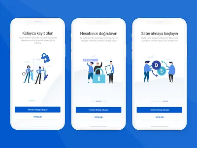 Onboarding for Crypto Wallet App app blue character crypto ftu onboarding screens swipe uidesign wallet