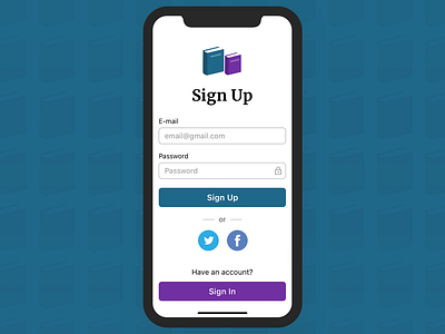 "Sign Up" for a book app:) books ios mobile signup