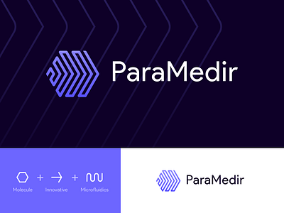 ParaMedir logo 2 analytical biological branding care health lab logo medical molecule