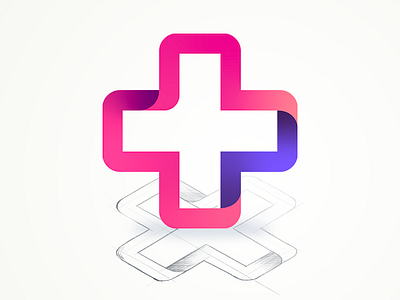 Healthcare icon branding bright color colorful gradient health illustration line logo mark plus ribbon stroke