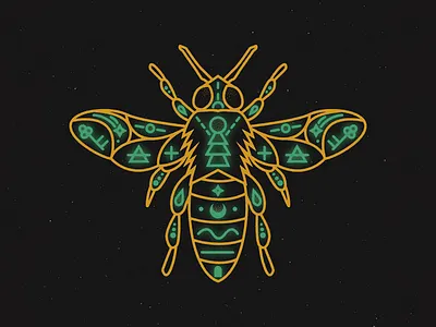 Bug Thief bug cicada cryptic glow green insect minimalistic moth neon occult orange simple symbols wings