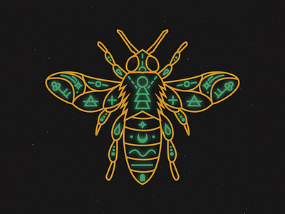 Bug Thief bug cicada cryptic glow green insect minimalistic moth neon occult orange simple symbols wings