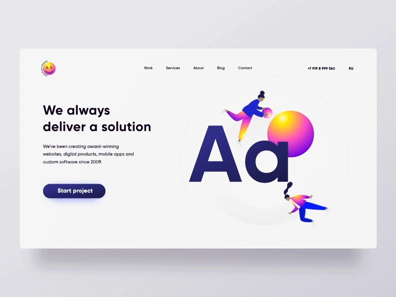 Branding agency animation design flat gradient grid illustration logo minimal motion promo typography ui ux web website