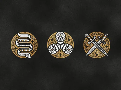 Beer Bar Branding Assets bar beer brand dagger identity illustration logo skull snake