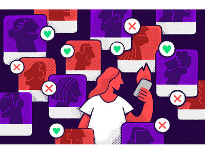 Match app design editorial illustration love match tinder