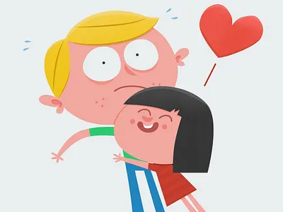 Little sister - big brother | International Hug Day adobeillustrator brother cartoon character characterdesign children comic family happy hugging illustration illustrator kids love love day siblings sister vector