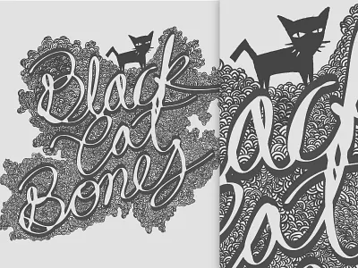 Black Cat Bones abstract brand calligraphy cat design drawing flat geometric graphic hand illustration key visual letteting logo look and feel minimal texture type typography vector