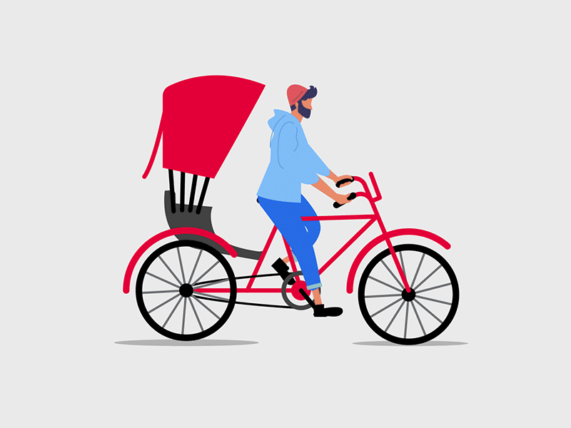 Paddling the rickshaw animation characer creative design dribbble dribble gif graphic illustration motion new padding rickshaw vector