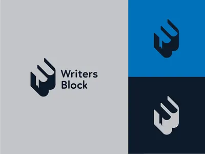 Writers Block book book logo branding illustration logo monogram negative space negative space logo symbol typography w logo writer