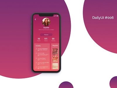 UI Challenge #006 daily 100 challenge dailyui dailyui006 profile design sketch ui user profile