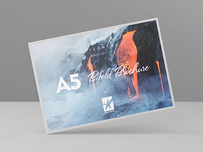 Bi-Fold A5 Horizontal Brochure Mock-Ups Vol.1 a5 advert advertisement bifold brochure mock up centerfold divided into three dl flyer pamphlet showcase spread