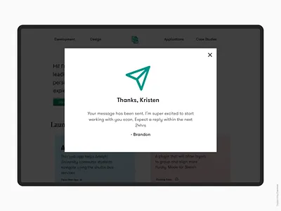 Message Sent box bubble delivered email iframe lightbox message sent sketch web website