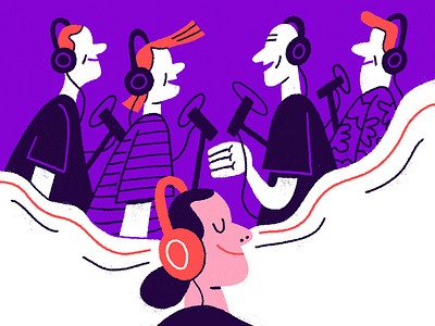 Podcast design editorial illustration podcast recording