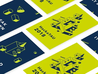 HackaTAU brand design hello. illustration logo typography vector