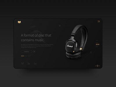 Dark UI design for music & DJ collections daily dark dj gold music ui ux web collection website