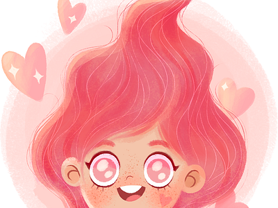 Pink Girl art character design concept cute digital art girl happy illustration love photoshop pink