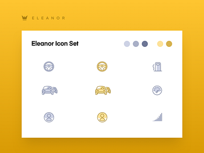 Icon Set For Eleanor Car App car app icons icons set illustrations interface ui ui pack