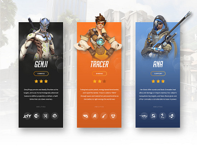 Overwatch Heroes || UI Concept app design game interface overwatch ui ux vcard webdesig